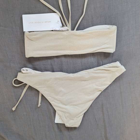 L*Space Shimmer Dawn Amal Bikini Set Bone Cream - Picture 5 of 11